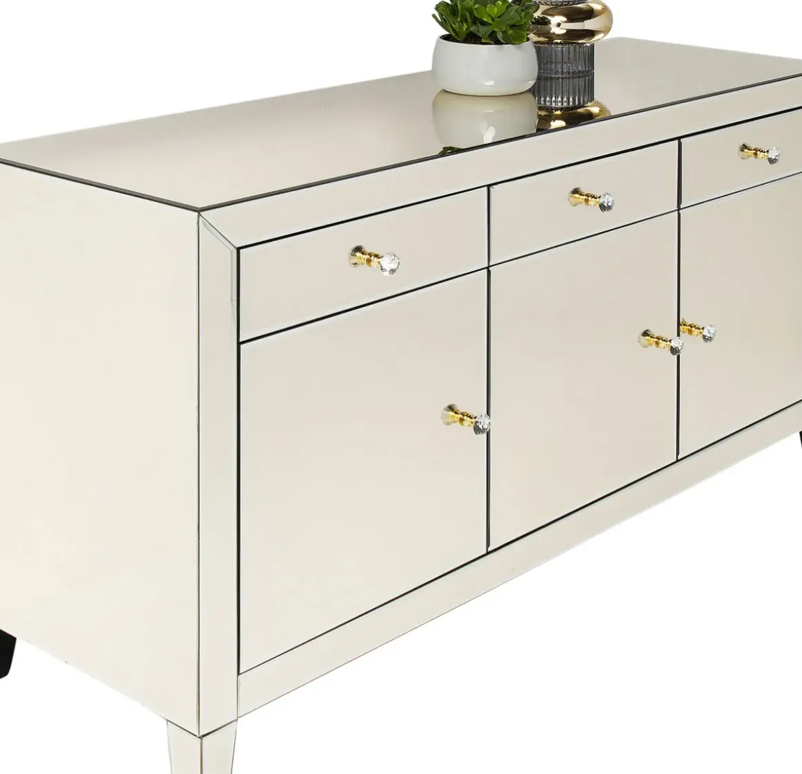 Sideboard Luxury - Champagnefärgat Spegelglas 3 Dörrar/3 Lådor, 77x140,5cm - KARE Design