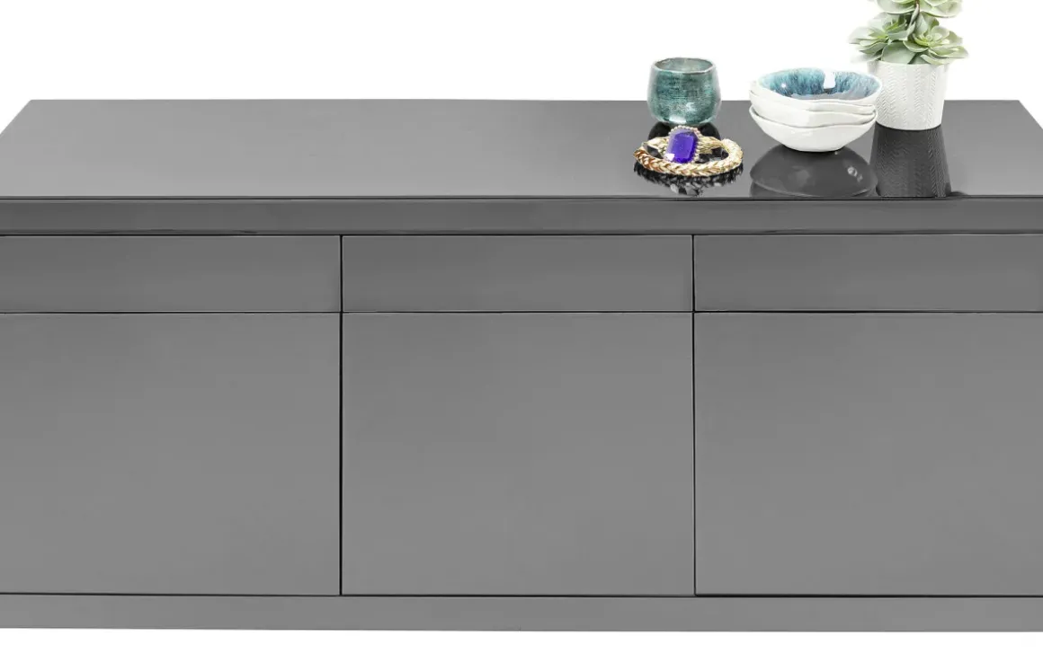 Sideboard Luxury - Grå Spegelglas 3 Dörrar/3 Lådor, 77x140,5cm - KARE Design