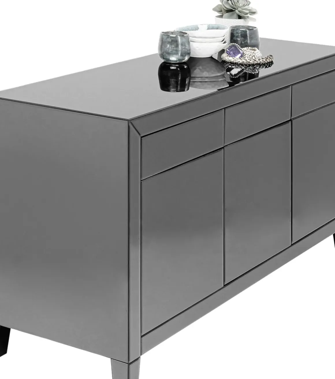 Sideboard Luxury - Grå Spegelglas 3 Dörrar/3 Lådor, 77x140,5cm - KARE Design
