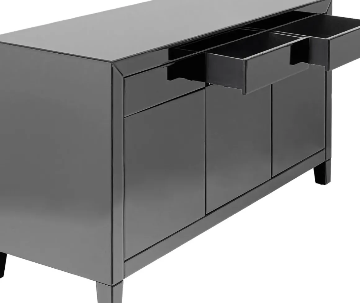 Sideboard Luxury - Grå Spegelglas 3 Dörrar/3 Lådor, 77x140,5cm - KARE Design