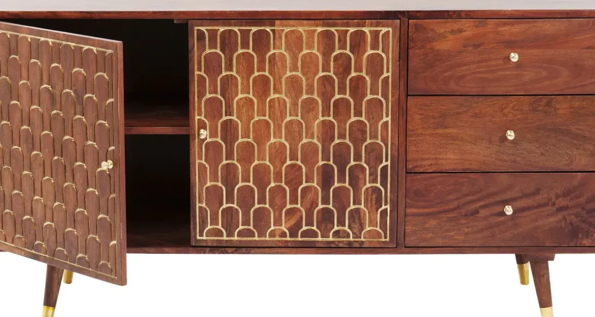 Sideboard Muskat - Trä i Orientalisk Stil 2 Dörrar/3 Lådor, 75x144,5cm - KARE Design