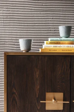 Sideboard Osaka - Mörkt Trä/Borstad Mässing, 4 Dörrar - KARE Design