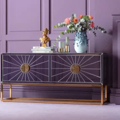 Sideboard Queen - Spegelglas/Guld, 77x162cm - KARE Design