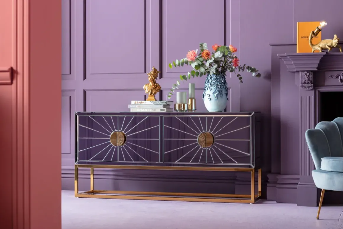 Sideboard Queen - Spegelglas/Guld, 77x162cm - KARE Design