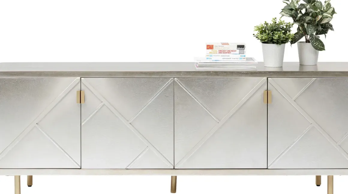 Sideboard Venice Triangle - Silver 4 Dörrar, 64x180cm - KARE Design