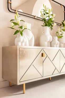 Sideboard Venice Triangle - Silver 4 Dörrar, 64x180cm - KARE Design
