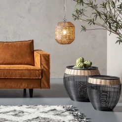 Sidobord African Drum - Set med 2 bord i Svart/Rotting - KARE Design