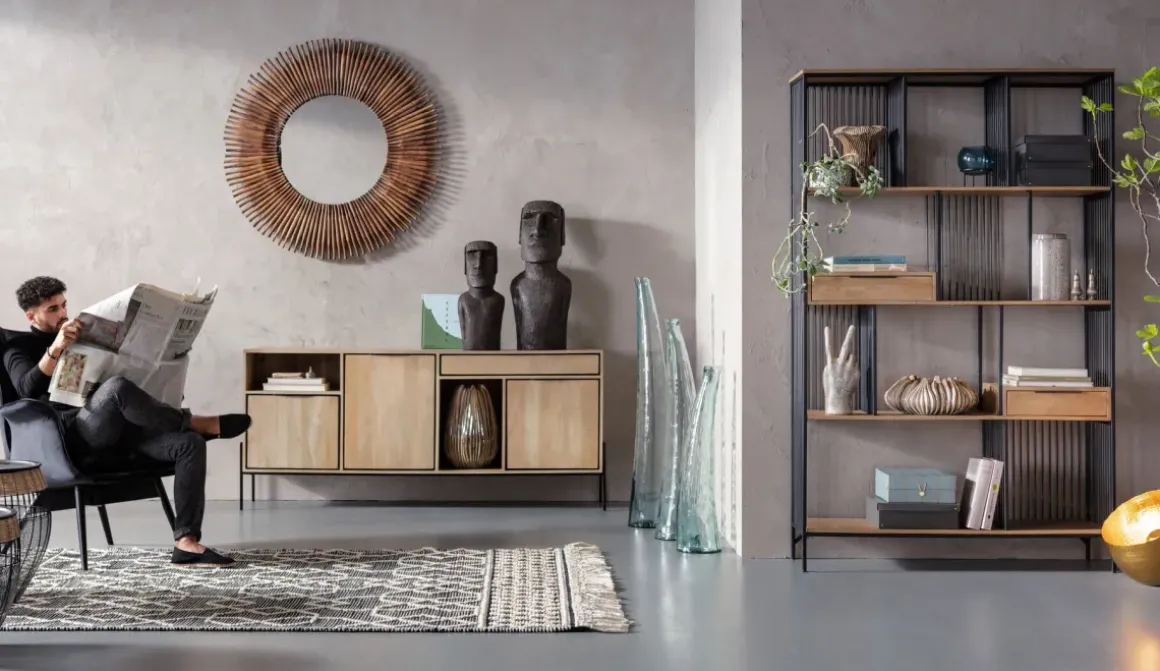 Sidobord African Drum - Set med 2 bord i Svart/Rotting - KARE Design