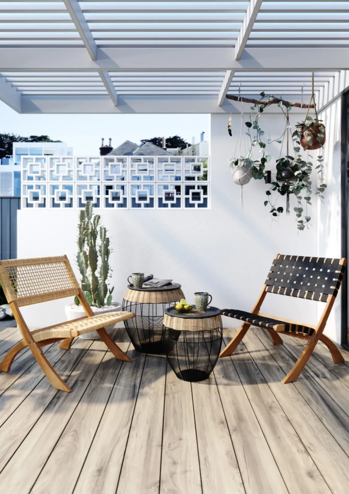 Sidobord African Drum - Set med 2 bord i Svart/Rotting - KARE Design