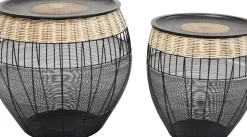 Sidobord African Drum - Set med 2 bord i Svart/Rotting - KARE Design
