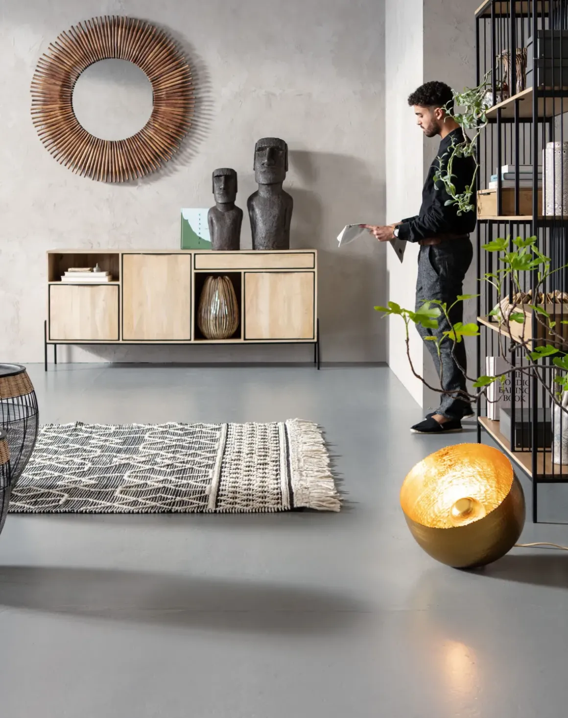 Sidobord African Drum - Set med 2 bord i Svart/Rotting - KARE Design