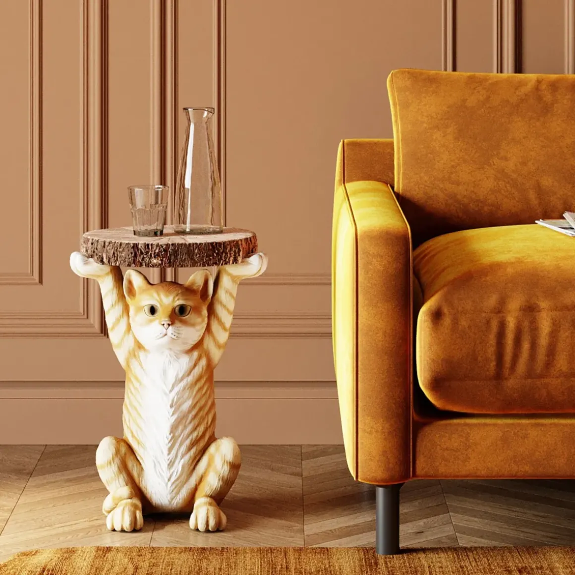 Sidobord Animal Miss Cat - Litet Bord med Katt, Ø33cm - KARE Design