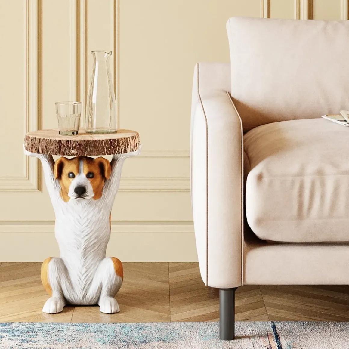 Sidobord Animal Mr Jack - Bord med Hund, Ø33cm - KARE Design