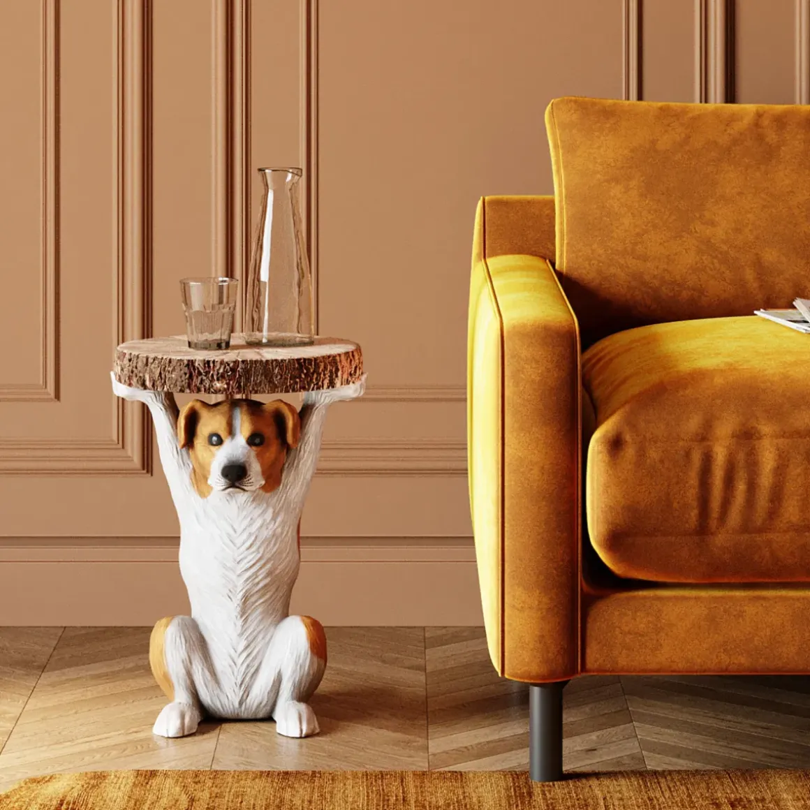 Sidobord Animal Mr Jack - Bord med Hund, Ø33cm - KARE Design