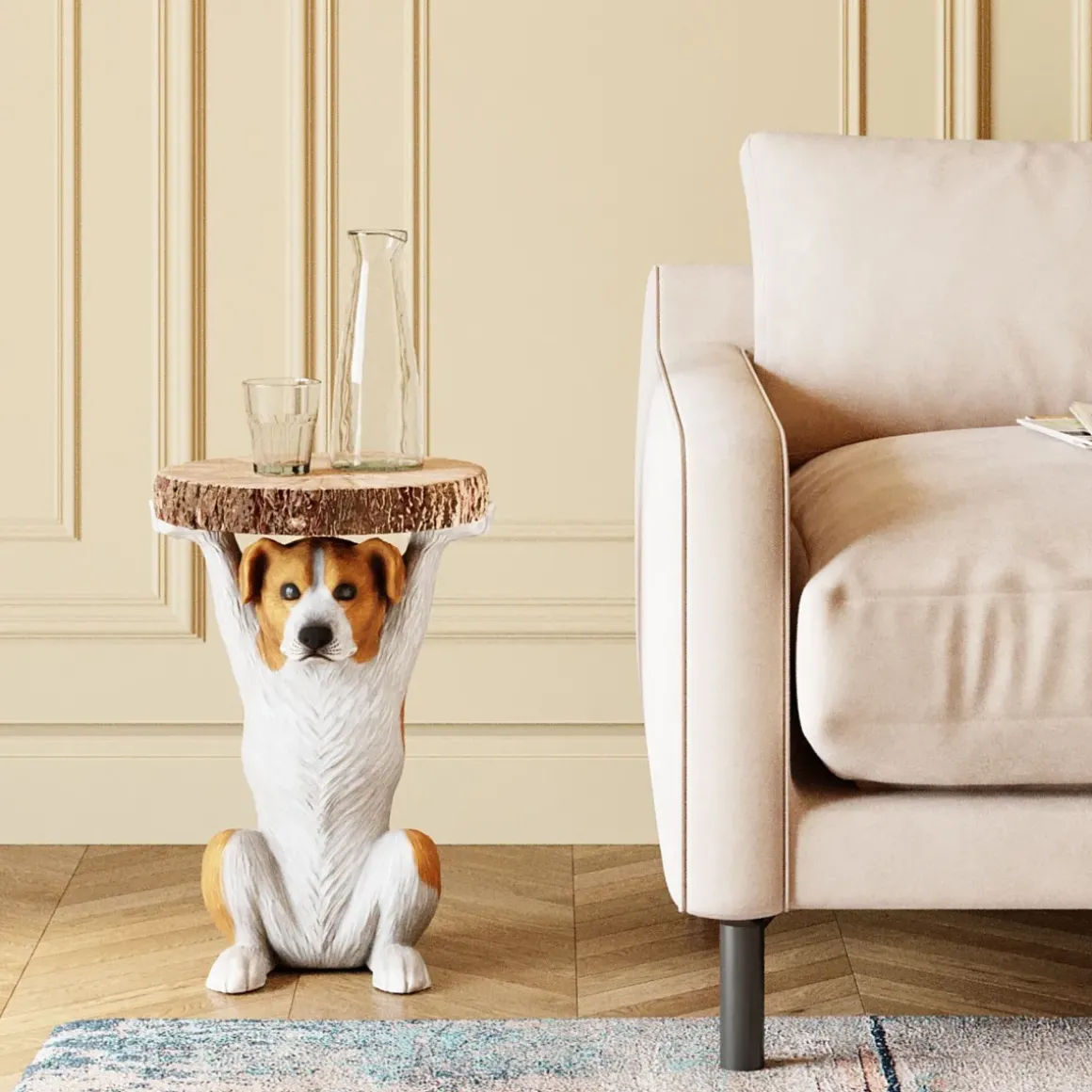 Sidobord Animal Mr Jack - Bord med Hund, Ø33cm - KARE Design