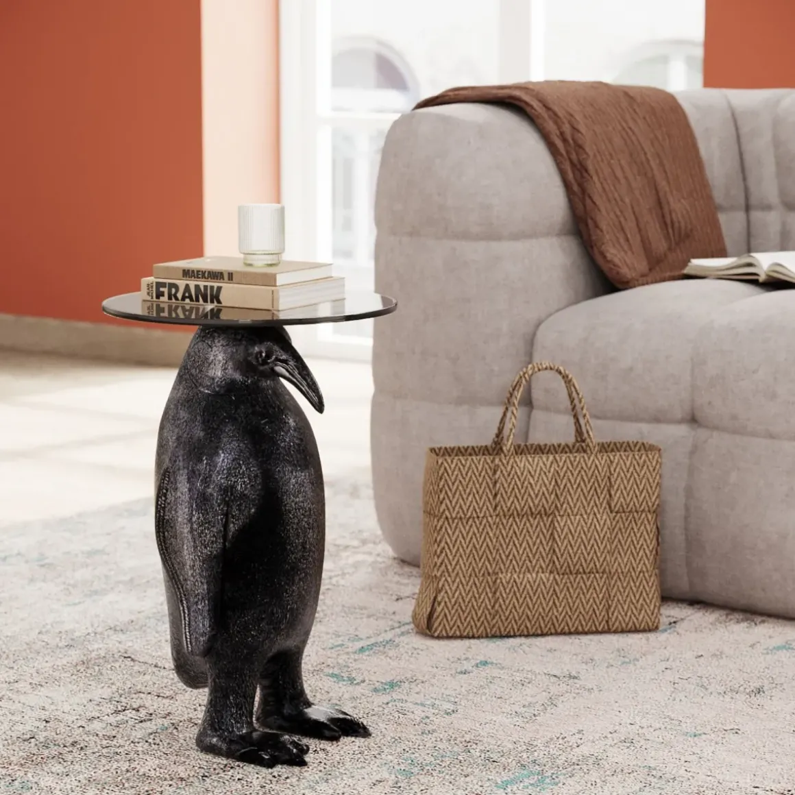 Sidobord Animal Ms Penguin - Litet bord Ø32cm - KARE Design