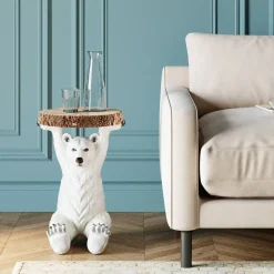 Sidobord Animal Polar Bear - Bord med Isbjörn, Ø37cm - KARE Design