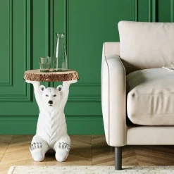 Sidobord Animal Polar Bear - Bord med Isbjörn, Ø37cm - KARE Design