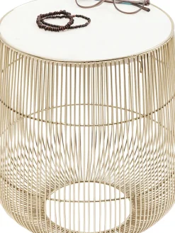 Sidobord Beam - Vit Marmor/Mässing Ø32cm - KARE Design