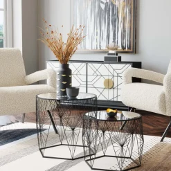 Sidobord Cobweb - Svart/Glas, Set med 2 Bord - KARE Design