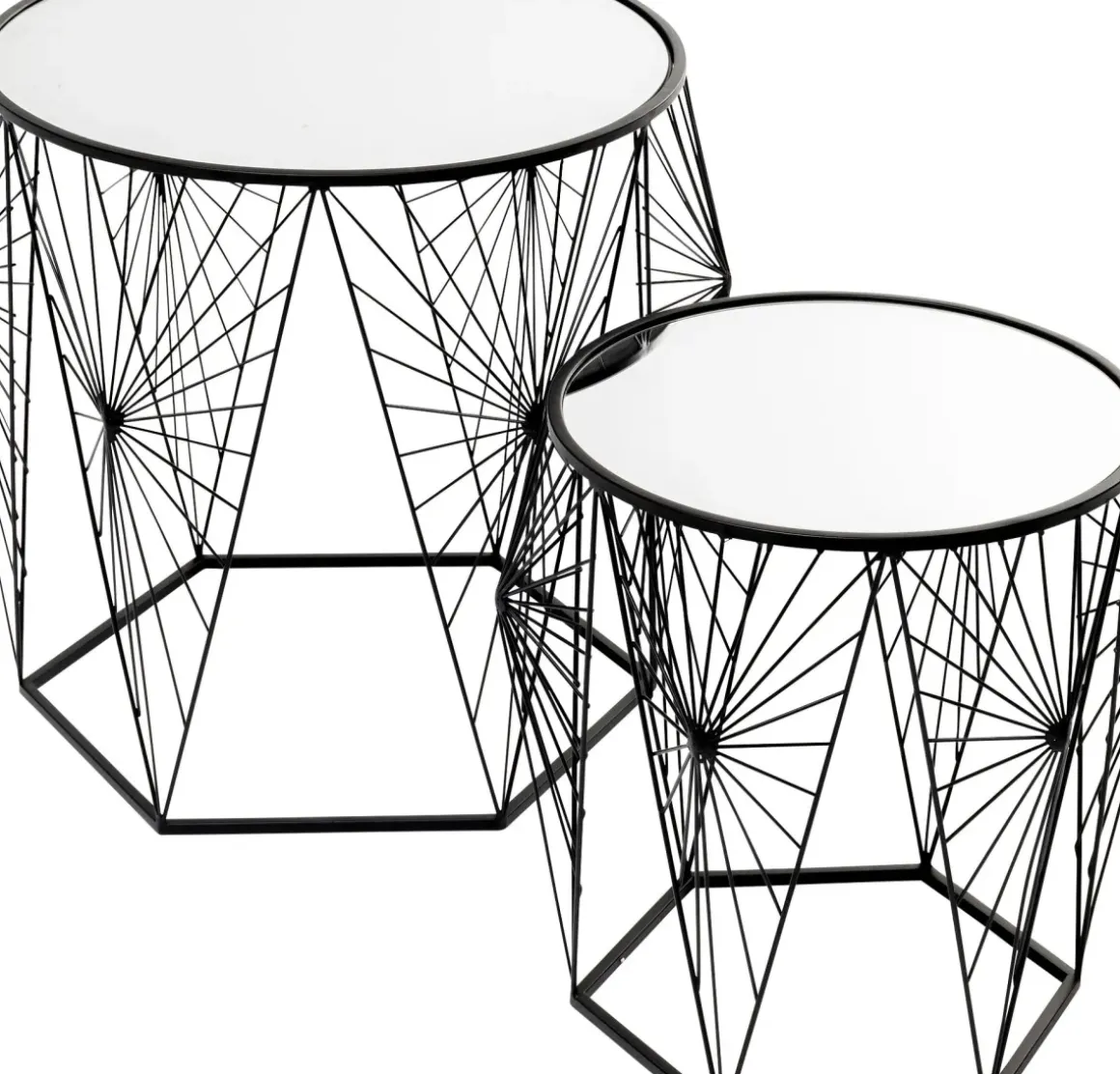 Sidobord Cobweb - Svart/Glas, Set med 2 Bord - KARE Design