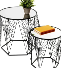 Sidobord Cobweb - Svart/Glas, Set med 2 Bord - KARE Design
