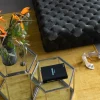 Sidobord Comb - Silver/Glas, 55x55cm - KARE Design