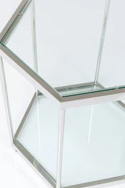 Sidobord Comb - Silver/Glas, 55x55cm - KARE Design