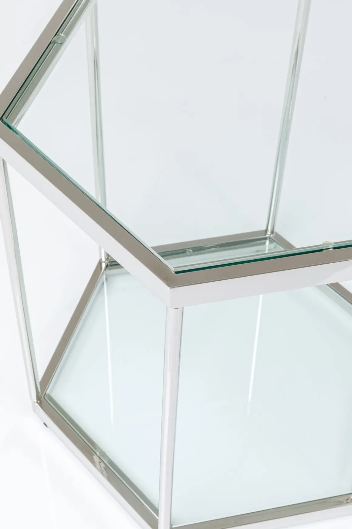 Sidobord Comb - Silver/Glas, 55x55cm - KARE Design
