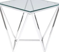 Sidobord Cristallo - Silver/Glas, 50x50cm - KARE Design
