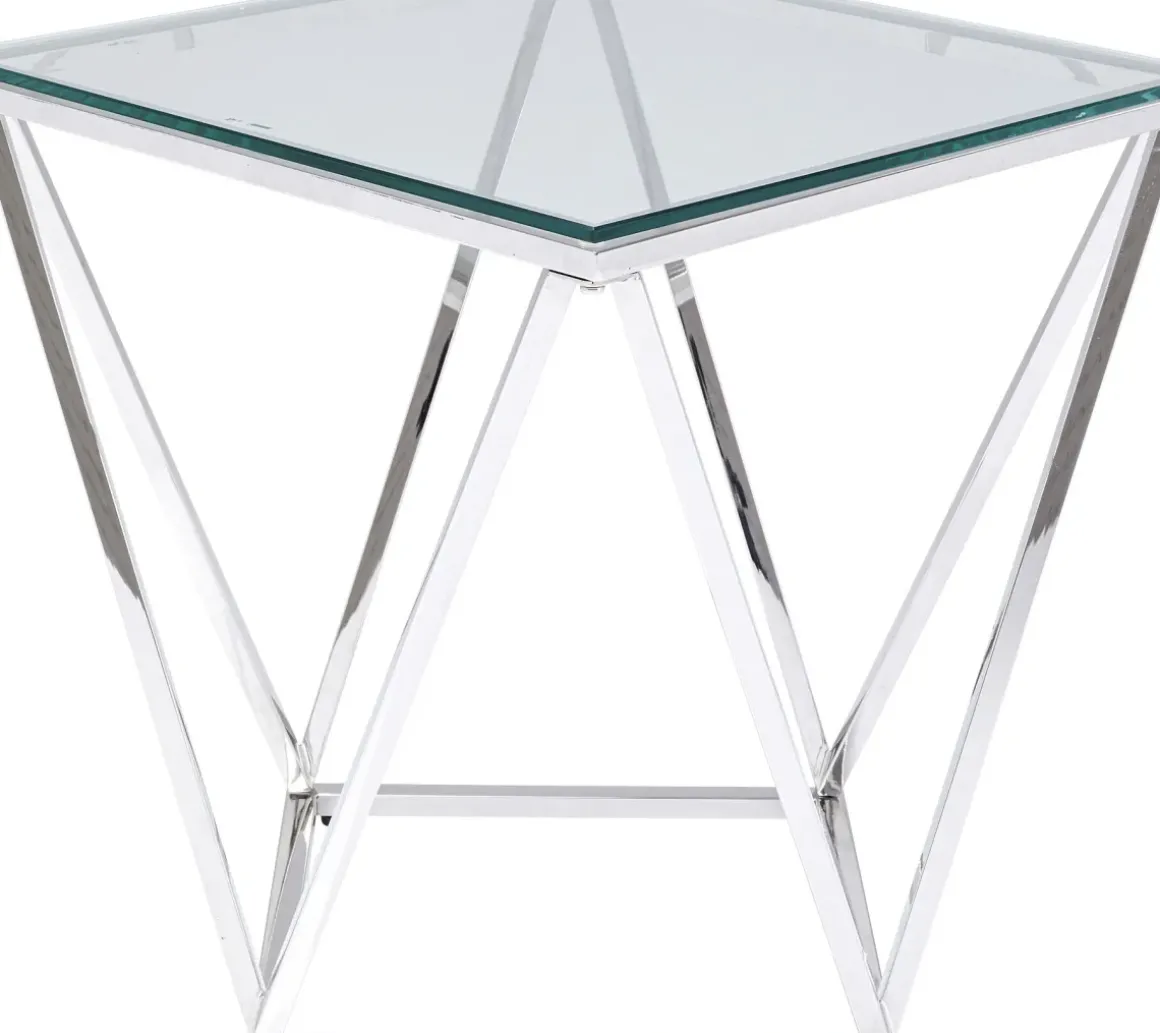 Sidobord Cristallo - Silver/Glas, 50x50cm - KARE Design