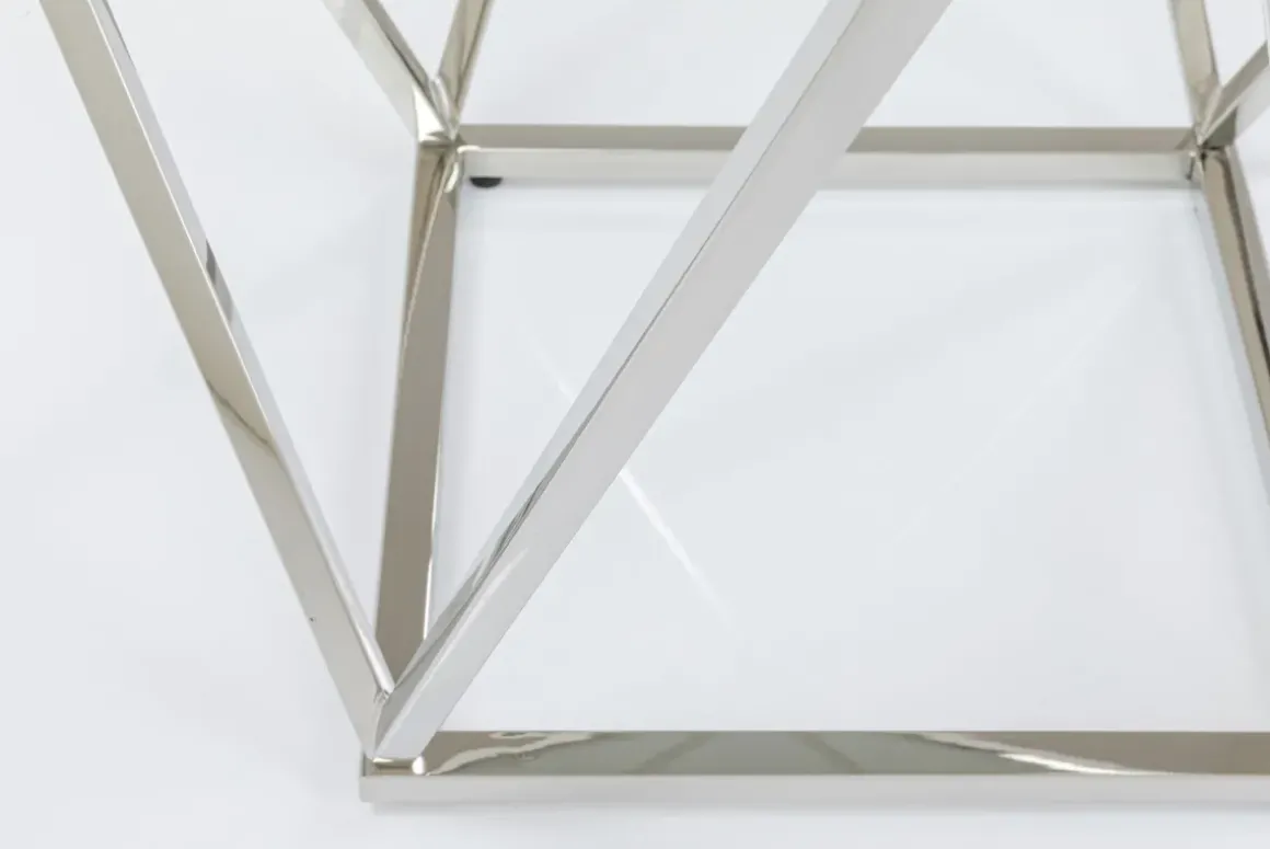 Sidobord Cristallo - Silver/Glas, 50x50cm - KARE Design