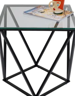 Sidobord Cristallo - Svart/Glas, 50x50cm - KARE Design