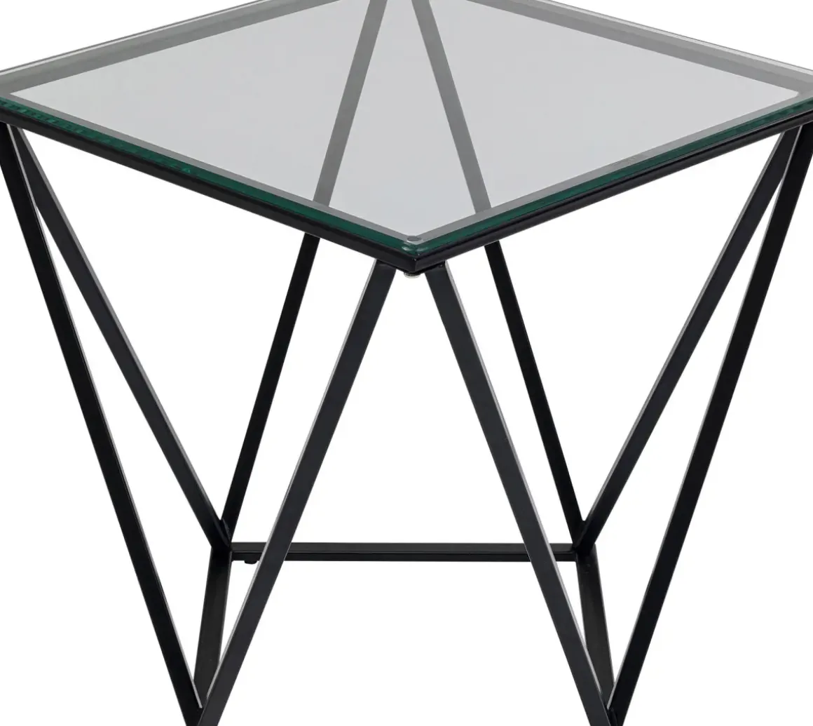 Sidobord Cristallo - Svart/Glas, 50x50cm - KARE Design