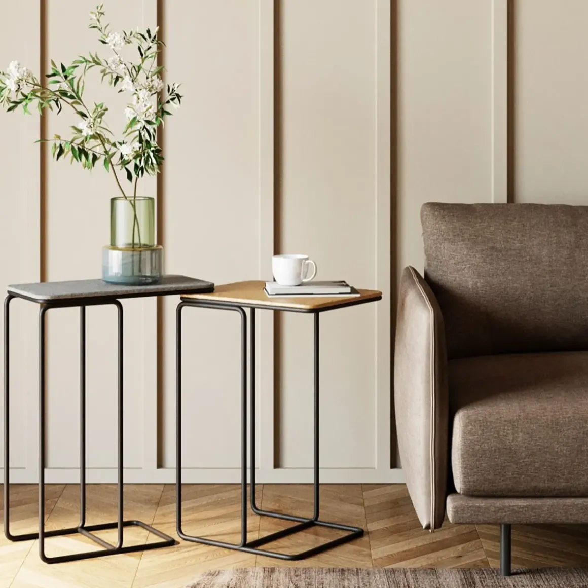 Sidobord Diego - Svart/Brons, 2-set - KARE Design
