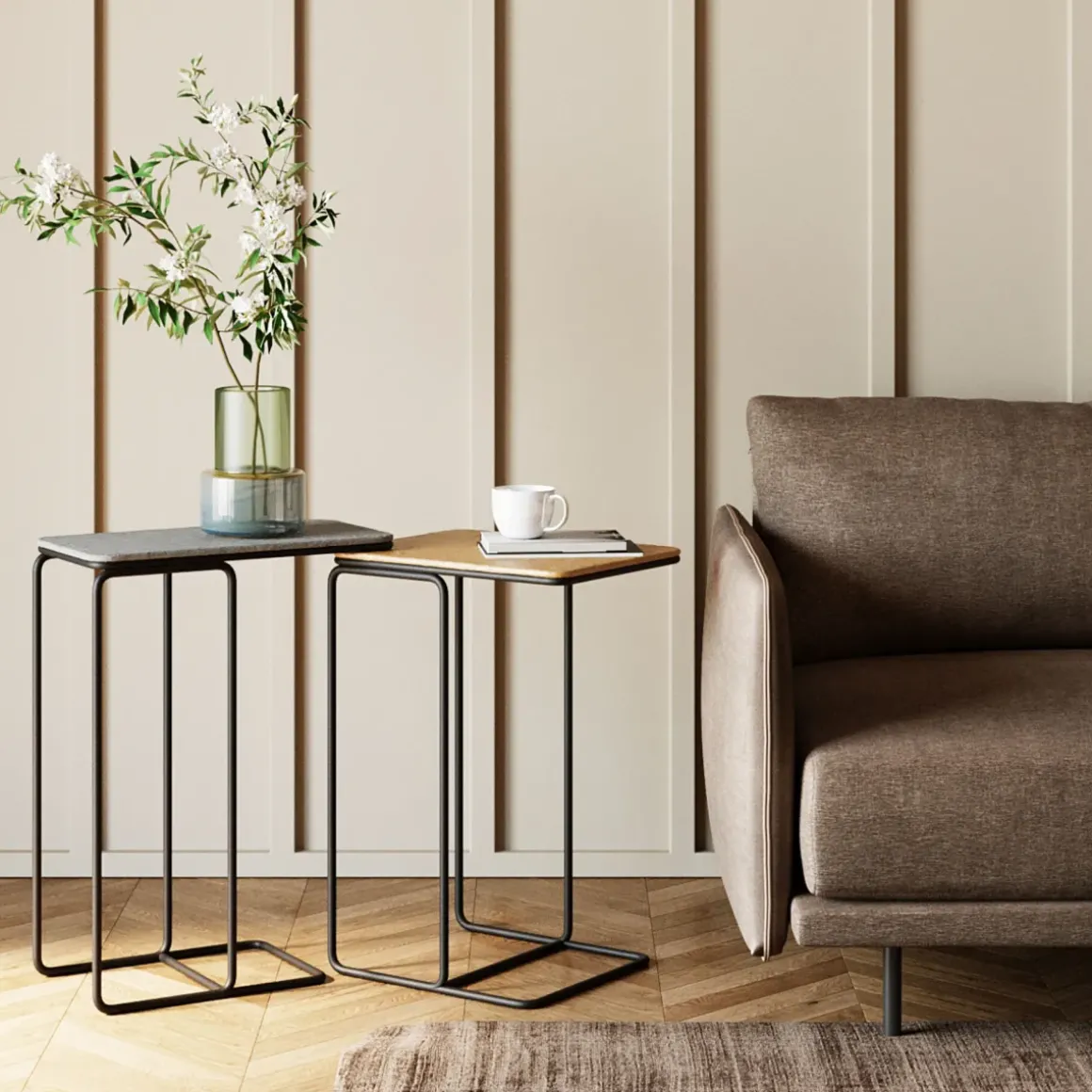 Sidobord Diego - Svart/Brons, 2-set - KARE Design