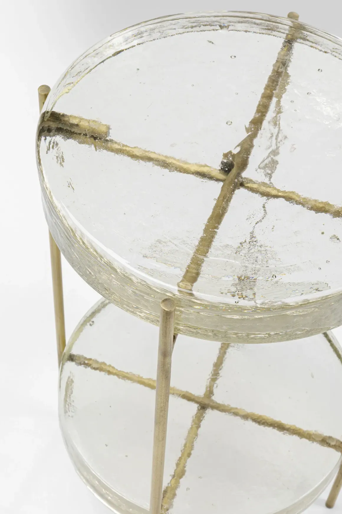 Sidobord Ice Dubbel - Glas/Guld Ø30 - KARE Design