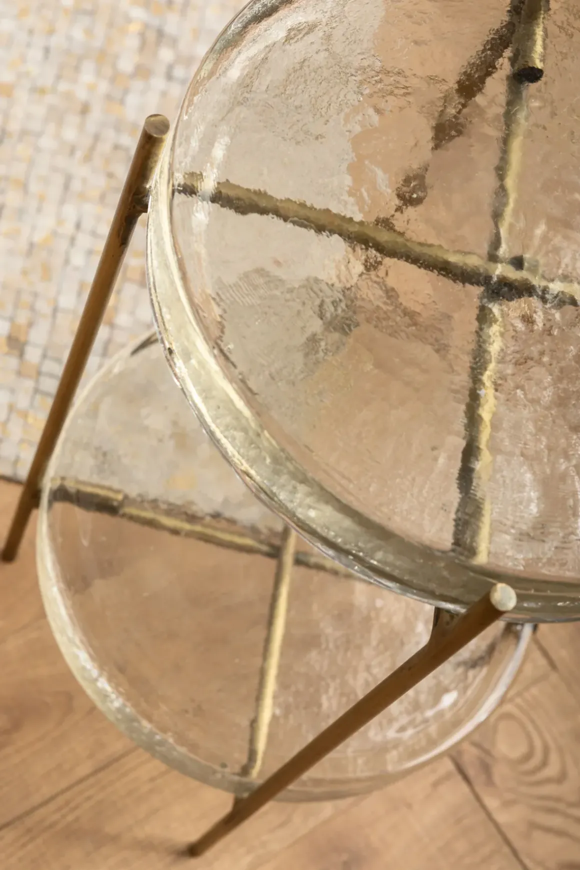 Sidobord Ice Dubbel - Glas/Guld Ø30 - KARE Design