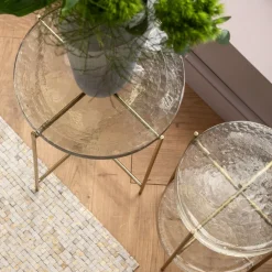 Sidobord Ice - Glas/Guld, Ø40 - KARE Design