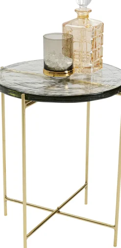 Sidobord Ice - Glas/Guld, Ø40 - KARE Design