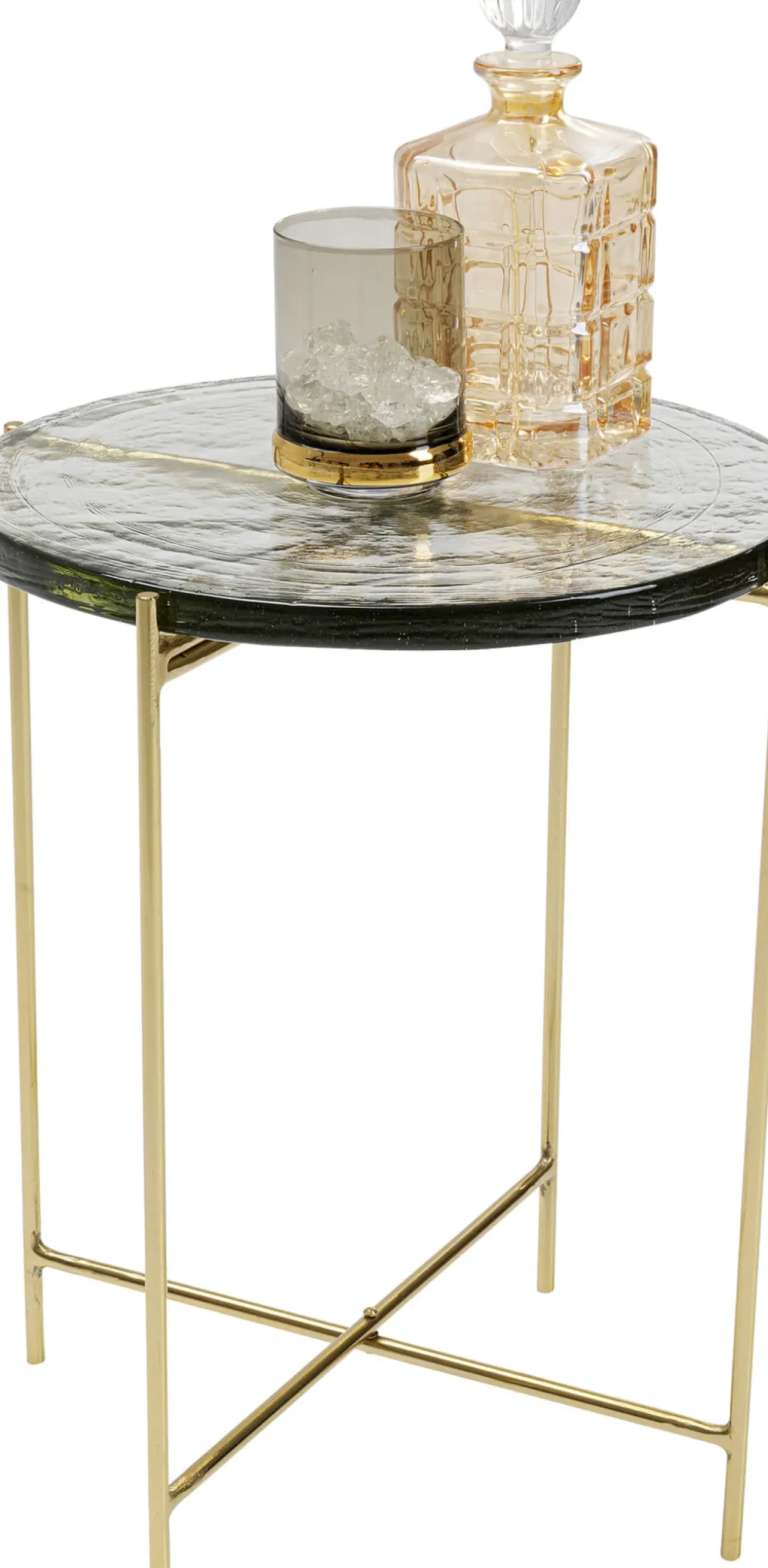 Sidobord Ice - Glas/Guld, Ø40 - KARE Design