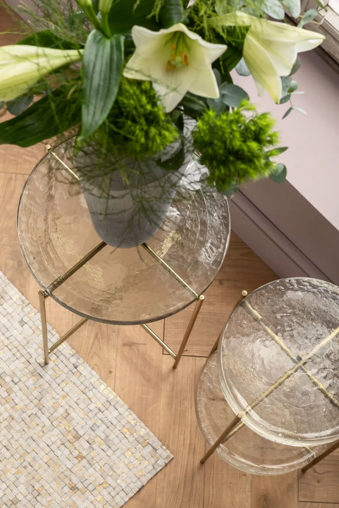 Sidobord Ice - Glas/Guld, Ø40 - KARE Design