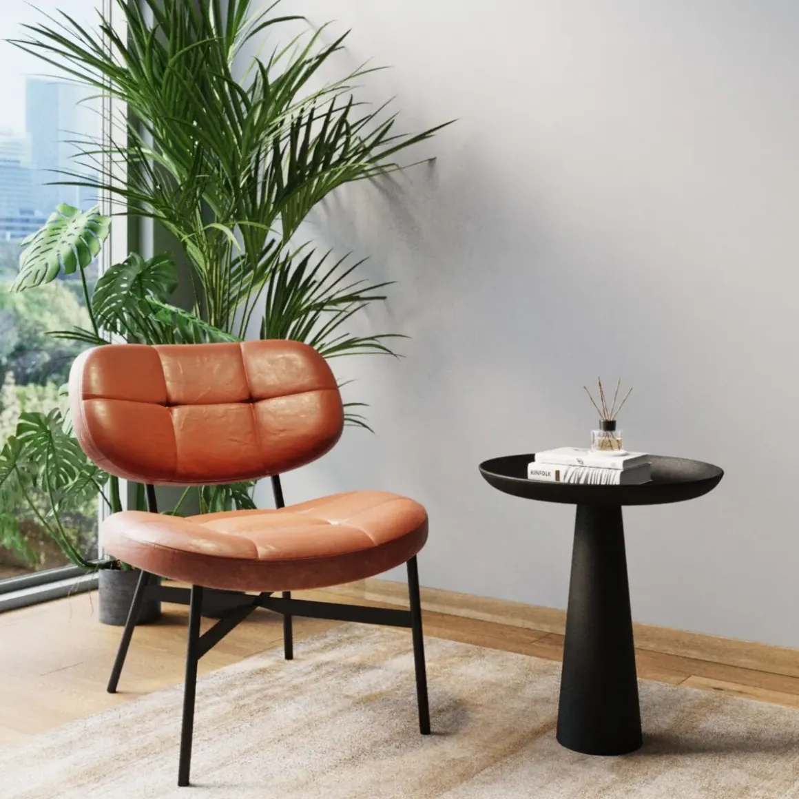 Sidobord Plateu Rund - Svart, Ø45cm - KARE Design