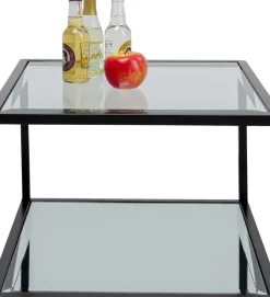 Sidobord Quadro - Svart/Glas/Spegelglas, 50x50cm - KARE Design
