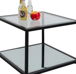 Sidobord Quadro - Svart/Glas/Spegelglas, 50x50cm - KARE Design