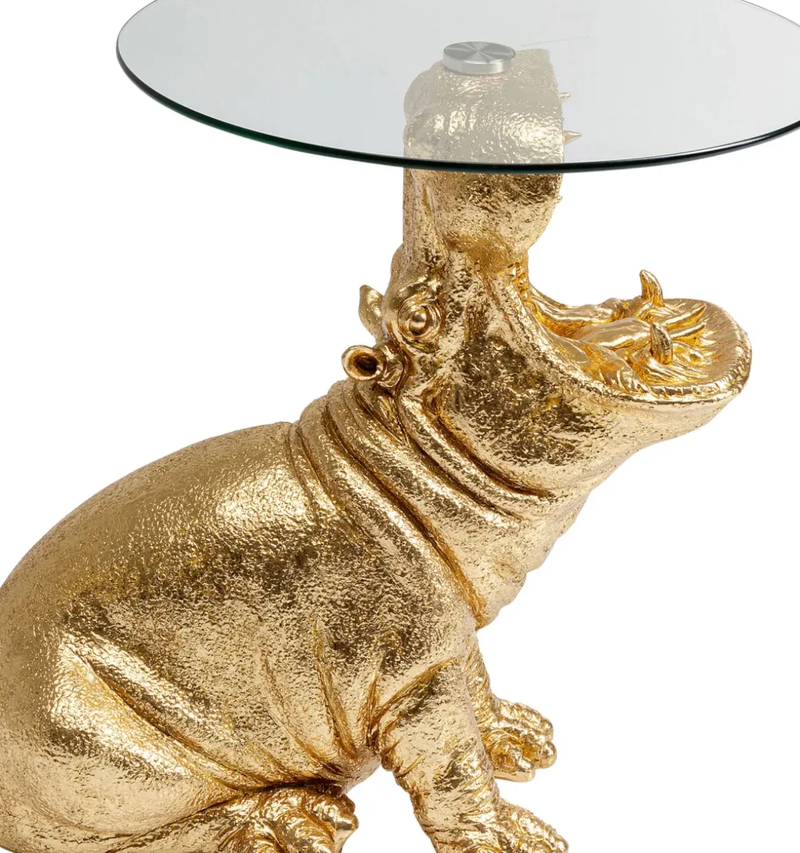 Sidobord Sitting Hippo - Flodhäst, Guld, Ø48cm - KARE Design