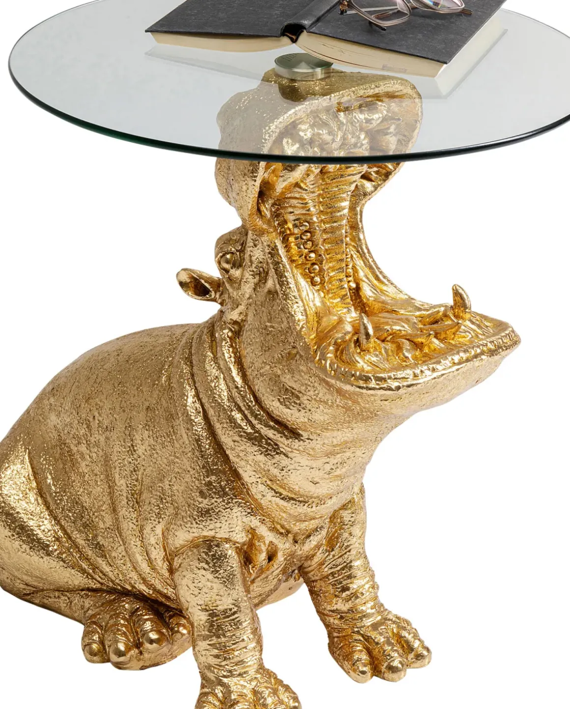 Sidobord Sitting Hippo - Flodhäst, Guld, Ø48cm - KARE Design