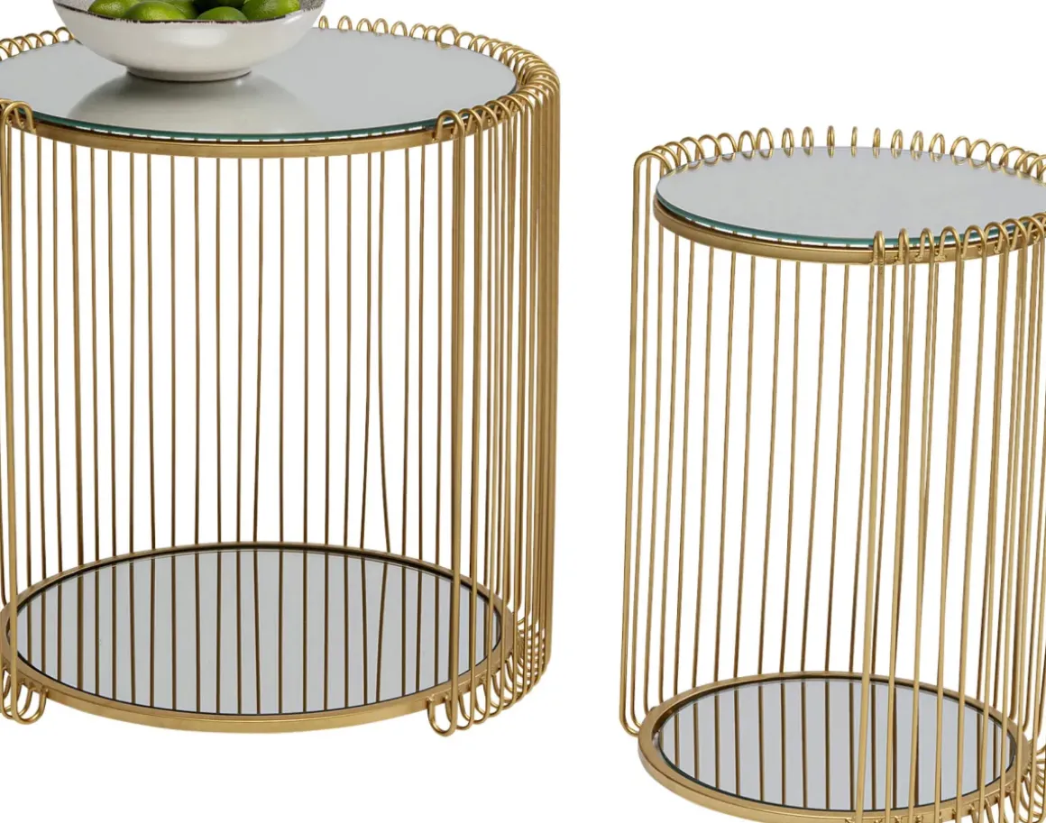 Sidobord Wire Double - Mässing, set med 2 bord - KARE Design