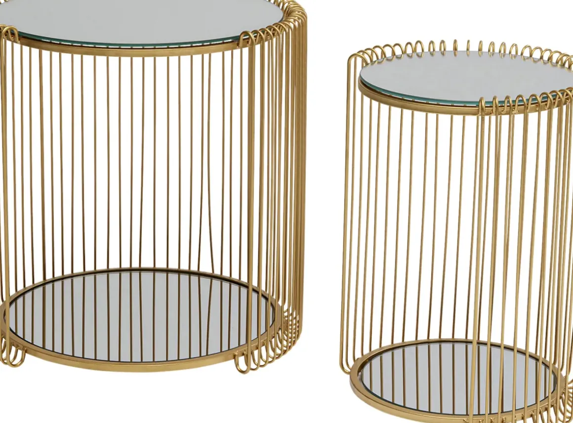 Sidobord Wire Double - Mässing, set med 2 bord - KARE Design