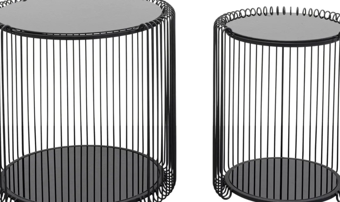 Sidobord Wire Double - Svart, set med 2 bord - KARE Design